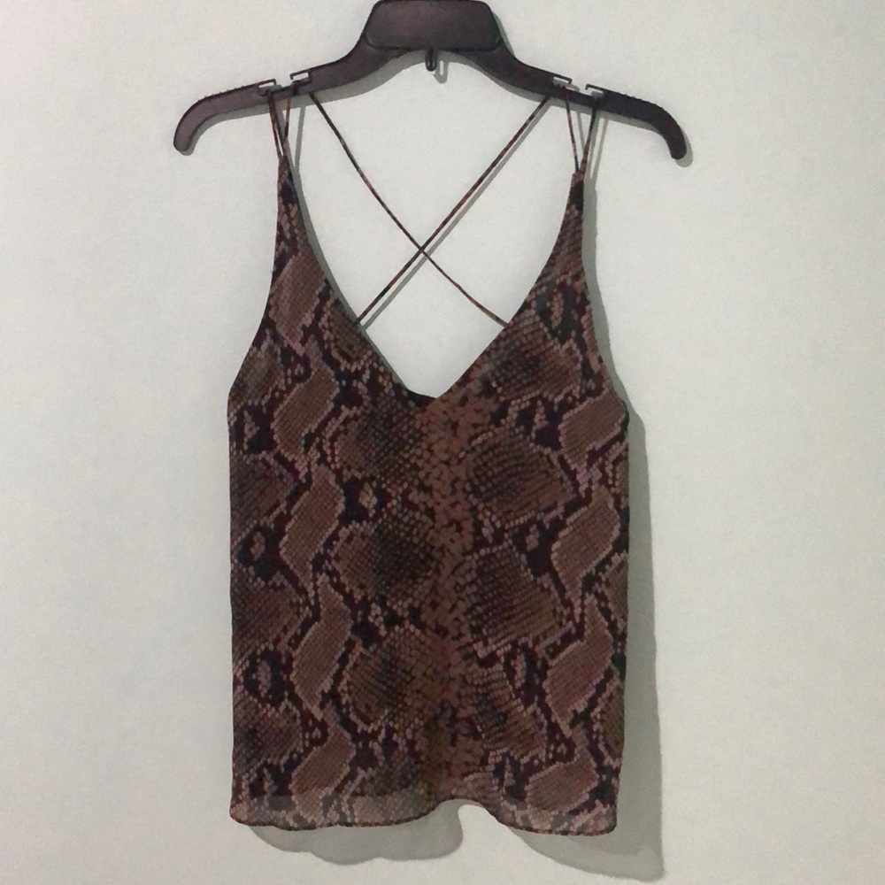 Zara Snakeskin Cami with Spaghetti Strap Detail